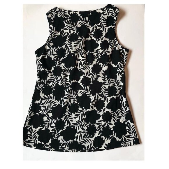 Banana Republic, Black & White, Sleeveless, flowy top, w/ floral print, Sz: S - Picture 2 of 7